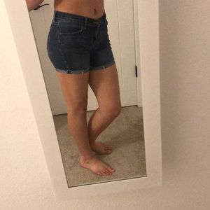 Mid Rise Dark Wash Denim Shorts
